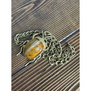 CASTLECLIFF's Large Rare Beetle Pendant Necklace Amazing Colors Vintage Unique